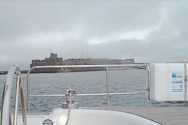 Peel Castle from Tidewinder on the buoys